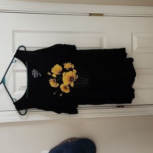 Torrid size 2 open shoulder black and yellow floral top